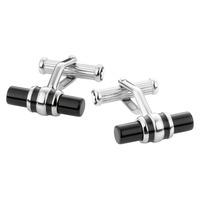 Montblanc Platinum Plated Onyx Bar Cufflinks 6309