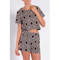 Monochrome Aztec Short Sleeve Top