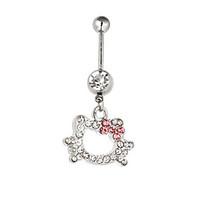 MOGE Lady\'s Stainless Steel Zircon Navel Belly Button Ring Dancing Body Jewelry Piercing Body Jewelry