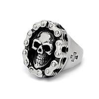 Motorcycle Chain Skeleton Skull Crusades Cross Rings For Men Punk Biker Rock Man Jewelry Vintage Accessories Stainless Steel