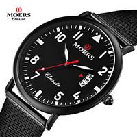 MOERS Men\'s Fashion Watch Quartz Japanese Quartz Stainless Steel Band Black