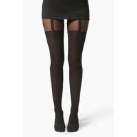 Mock Suspender Tights - black