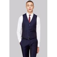 Moss London Skinny Fit Navy Jacquard Waistcoats