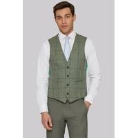 Moss 1851 Tailored Fit British Wool Green Multicheck Waistcoat