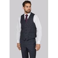 Moss Esq. Regular Fit Indigo Check Waistcoat