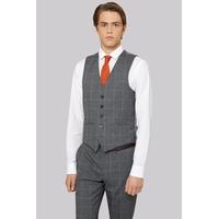 Moss London Skinny Fit Grey Check Waistcoat