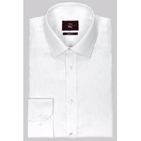 moss esq regular fit white single cuff textured shirt