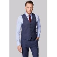 Moss Esq. Regular Fit Blue Birdseye Waistcoat