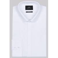 moss london extra slim fit white single cuff dobby shirt