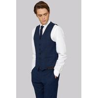 Moss London Skinny Fit Bright Blue Check Waistcoat