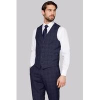 Moss Esq. Regular Fit Blue Check Waistcoat