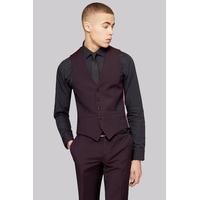 Moss London Skinny Fit Burgundy Waistcoat