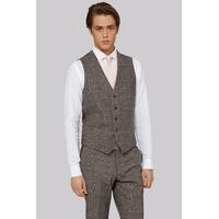 moss london slim fit light brown check waistcoat