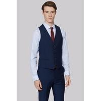 Moss London Skinny Fit Blue Twill Waistcoat