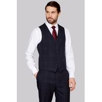 moss esq regular fit navy check waistcoat