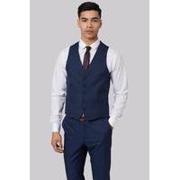 Moss London Skinny Fit Blue Sharkskin Waistcoat