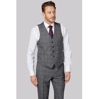 Moss Esq. Regular Fit Charcoal Check Waistcoat