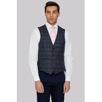 Moss 1851 Tailored British Wool Blue Grey Windowpane Waistcoat