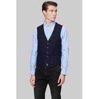 moss london slim fit navy shadow check waistcoat