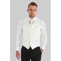 moss 1851 tailored fit cream floral waistcoat with matching cravat