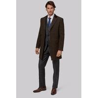 Moss 1851 Tailored Fit Brown Check Overcoat