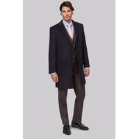 moss 1851 tailored fit navy epsom overcoat