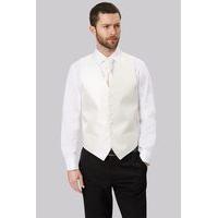 moss 1851 tailored fit cream textured waistcoat with matching cravat