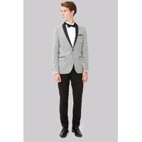 Moss London Skinny Fit Black and White Jacquard Tuxedo Jacket