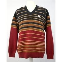 Monte Carlo Collection - Size 40 - Charcoal Red & Ochre - Lambs Wool Ribbed Jumper