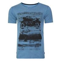 Motlybike Distressed T-Shirt In Vintage Blue - Dissident