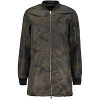 morgan ma1 camouflage print longline bomber jacket khaki
