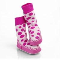 Mocc Ons Moccasin Style Slipper Socks, Pink Spot, 12 - 18 Months