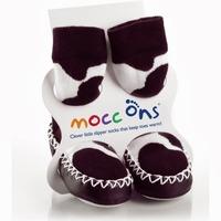 Mocc Ons Moccasin Style Slipper Socks, Cow Print - 12-18 Months