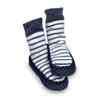 Mocc Ons Cute Moccasin Style Slipper Socks - 12-18 Months, Nautical Stripe
