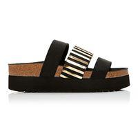 Moda in Pelle Poleeni Black And Gold Metallic Low Casual Sandals