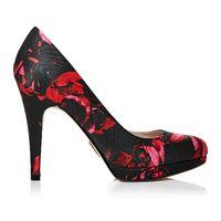 Moda in Pelle Civello Black And Red Rose Print Very High Occasion Shoes
