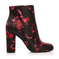 Moda in Pelle Zola Black And Red Rose Print High Occasion Short Boots