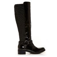 moda in pelle galassi black low casual long boots