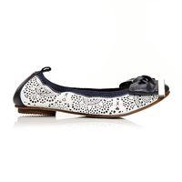 moda in pelle felisa white navy flat smart shoes