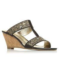 Moda in Pelle Waynes Black Wedged Day Sandals