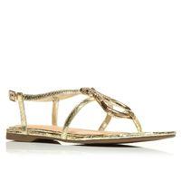 Moda in Pelle Tiziana Gold Flat Day Sandals