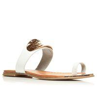 Moda in Pelle Nimie White Flat Day Sandals