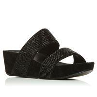 Moda in Pelle Plucky Black Wedged Day Sandals