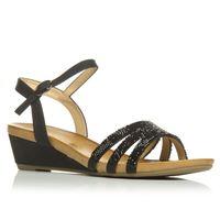 moda in pelle waida black wedged day sandals