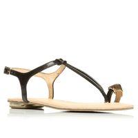 Moda in Pelle Nautica Black Flat Day Sandals