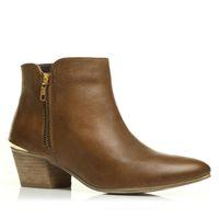 Moda in Pelle Crinkle Tan Casual Short Boots