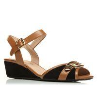 Moda in Pelle Gate Black Wedged Day Sandals