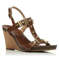 Moda in Pelle Panthea Tan Wedged Day Sandals
