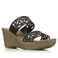 Moda in Pelle Plum Black Wedged Day Sandals