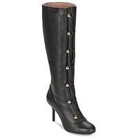 moschino cheap chic button womens high boots in black